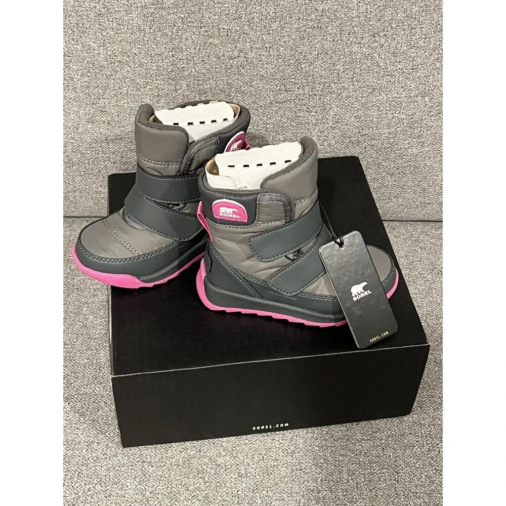Sorel Girls Whitney II Strap Snow Boot Winter Insulated Quarry Grill Size 6 New